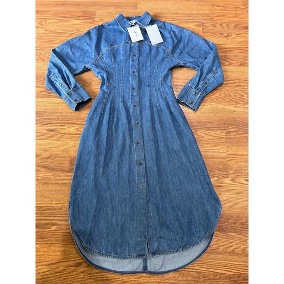 COS  OVERSIZED WAISTED DENIM MIDI SHIRT DRESS SIZE 4/ small - Picture 11 of 12